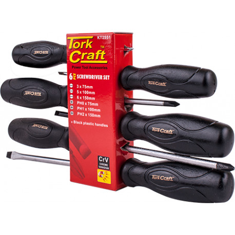 6PC SCREWDRIVER SET BLACK HANDLE