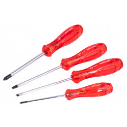 SCREW DRIVER SET PVC 4PC SL4 X100MM.SL5 X100MM. PH0 X75MM. PH2 X100MM