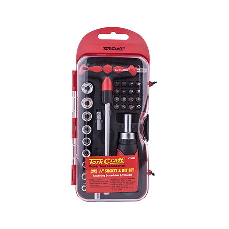 RATCHETING SCREWDRIVER and T-HANDLE TOOL SET 29 PIECE