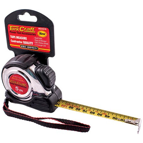 MEASURING TAPE SELF LOCK 5M X 19MM S/S and RUBBER CASING MATT FINISH