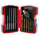 DRILL BIT SDS and HSS TIN and 13MM CHUCK and KEY SET 15PC IN PLASTIC CASE