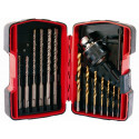 DRILL BIT SDS and HSS TIN and 13MM CHUCK and KEY SET 15PC IN PLASTIC CASE