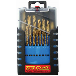 19 PCS FULLY GROUND TIN COATED DRILL SET IN ROSE GRIP BOX