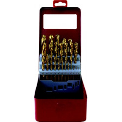 DRILL BIT SET 25PCE TIN. COATED METAL CASE