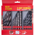 DRILL BIT 3 SET COMBO WOOD + MASONRY + HSS