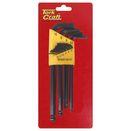 HEX KEY SET 10PC BALL POINT 1.5-10MM CARDED CR-V