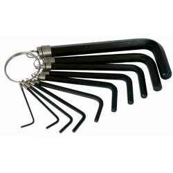 10PC HEX ALLEN KEY SET ON KEY RING SIZES- 1.5 2 2.5 3 4 5 5.5 6 8 10MM