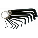 10PC HEX ALLEN KEY SET ON KEY RING SIZES- 1.5 2 2.5 3 4 5 5.5 6 8 10MM