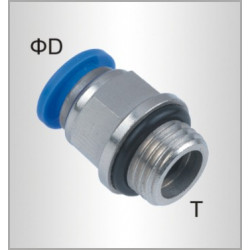 PU FITTING STR. STUD W/O-RING 6MM-1/4 M