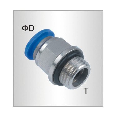 PU FITTING STR. STUD W/O-RING 6MM-3/8 M