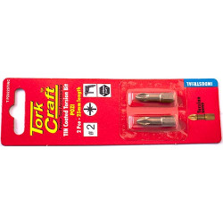 POZI 2 X 25MM INSERT BIT TORSION TIN COATED 2PCE PZ2