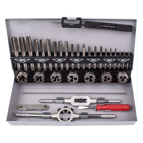 TAP AND DIE SET 32PCE 3-12MM HSS IN STEEL CASE