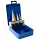 STEP DRILL SET 3 PCE HSS IN STEEL CASE