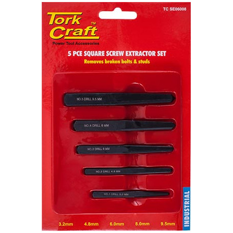 SQUARE SCREW EXTRACTOR SET 5PCE