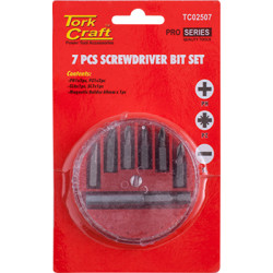 SCREWDRIVER BIT SET 7PCS(PH1/2.PZ1/2 SLOTTED6/7MM)