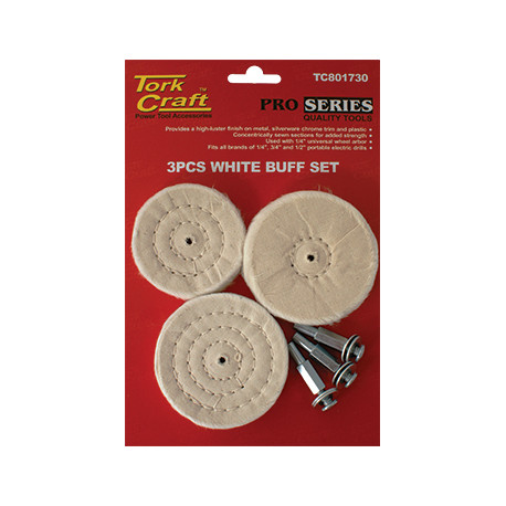 3 PCE WHITE BUFF SET ALL PORTABLE DRILLS