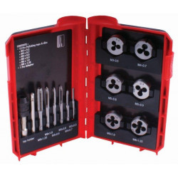 13 PC TIN TAP and DIE SET IN PLASTIC CASE IN BLISTER