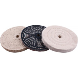 BUFFING WHEEL KIT 3PCS 150MM WHITE and DENIM STICHED and SISAL POLISHING