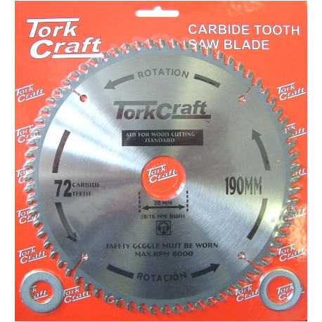 BLADE TCT 190 X 72T 30/ GENERAL PURPOSE CROSS CUT SMOOTH