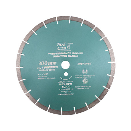 DIAMOND BLADE 300 X 25.4MM ASPHALT HOT PRESSED SEGMENTED TAR