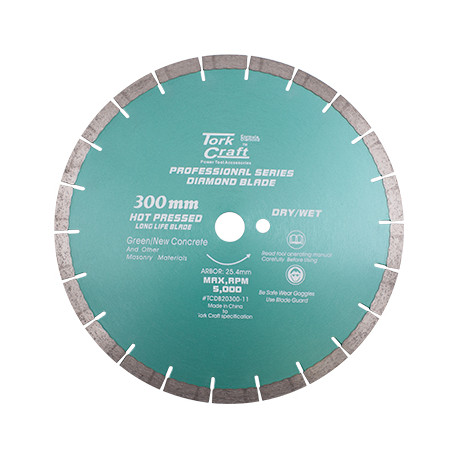 DIAMOND BLADE 300 X 25.4MM GREEN / NEW CONCRETE HOT PRESSED SEGMENTED