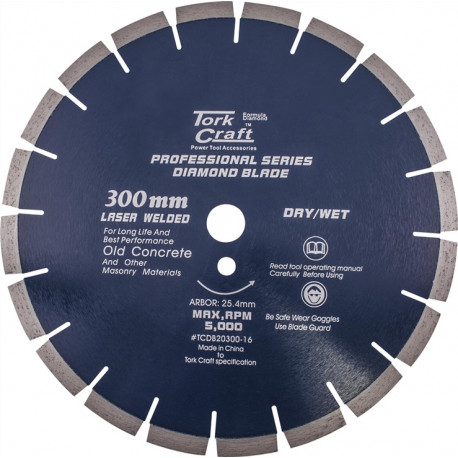 DIAMOND BLADE 300 X 25.4MM OLD CONCRETE LASER WELDED SEGMENTED