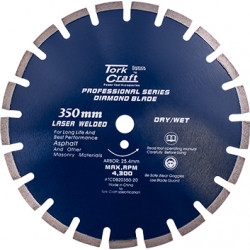 DIAMOND BLADE 350X25.4MM ASPHALT LASER WELDED SEGMENTED TAR