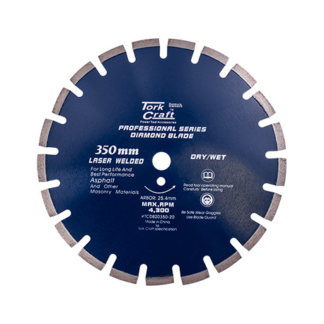 DIAMOND BLADE 350X25.4MM ASPHALT LASER WELDED SEGMENTED TAR