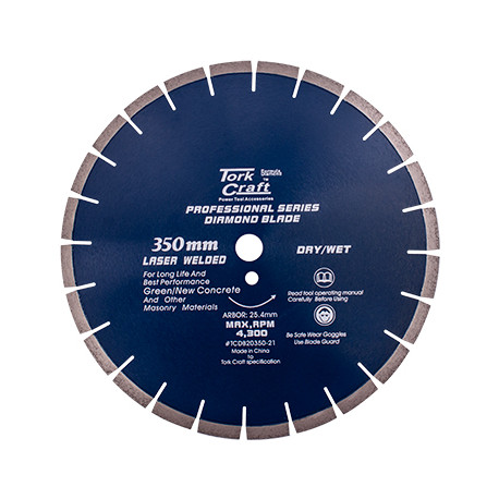 DIAMOND BLADE 350X25.4MM GREEN / NEW CONCRETE LASER WELDED SEGMENTED