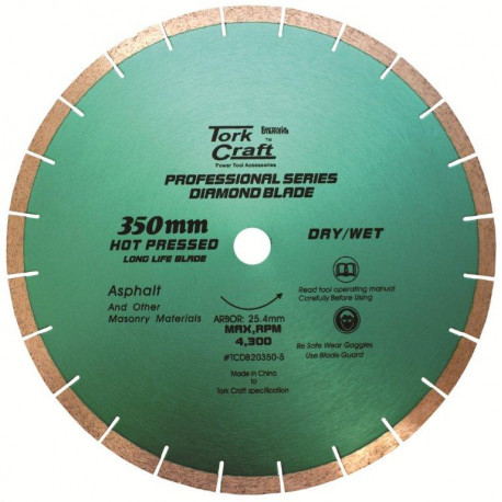 DIAMOND BLADE 350X25.4MM ASPHALT HOT PRESSED SEGMENTED TAR