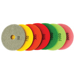 SET OF 7 DIAMOND WET POLISHING PADS 100MM