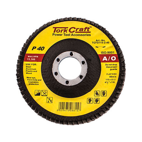 FLAP DISC 115MM 15 DEG.ANGLE 40GRIT A/O