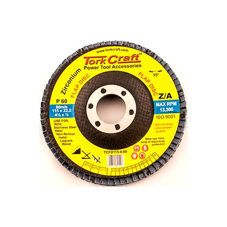 FLAP DISC ZIRCONIUM 115MM 60GRIT ANGLED