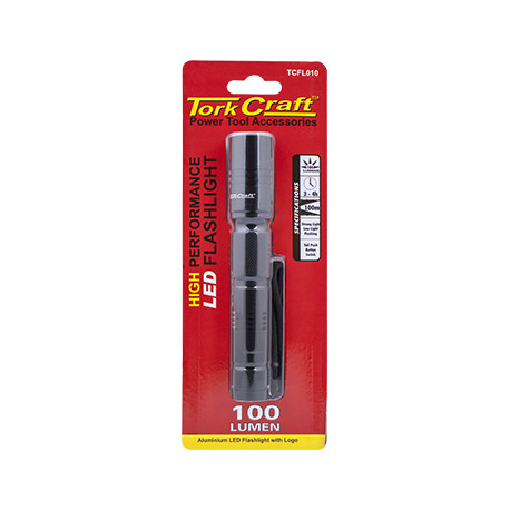 TORCH LED ALUM. 100LM BLK USE 2 X AA BATTERIES TORK CRAFT