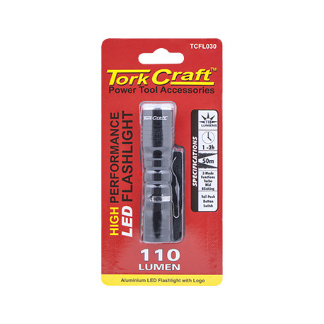 TORCH LED ALUM. 110LM BLK WITH CLIP USE 1 X AA BATTERY TORK CRAFT