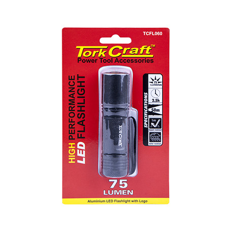 TORCH LED ALUM. 75LM BLK USE 3 X AAA BATTERIES TORK CRAFT