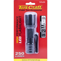 TORCH LED ALUM. 250LM BLK USE 3 X AAA BATTERIES TORK CRAFT