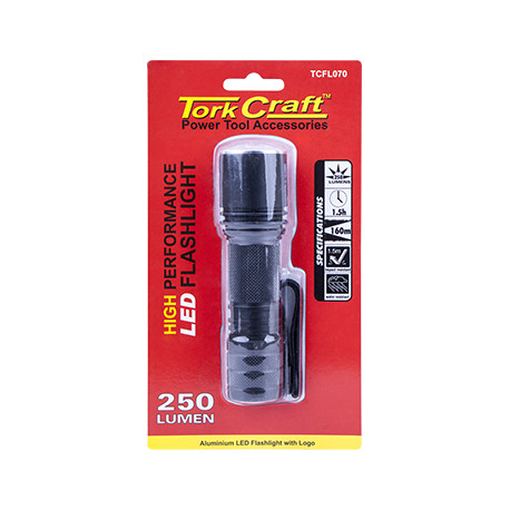 TORCH LED ALUM. 250LM BLK USE 3 X AAA BATTERIES TORK CRAFT