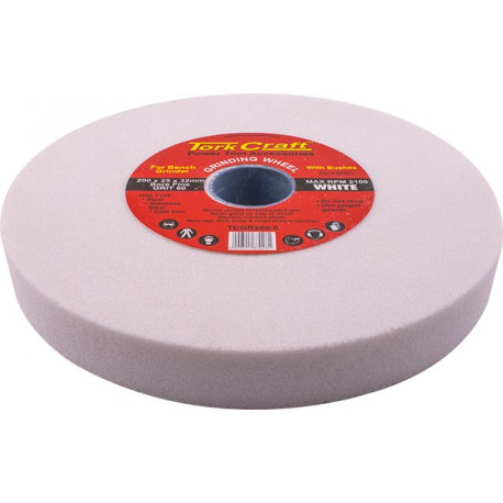 GRINDING WHEEL 200X25X32MM BORE FINE 60GR W/BUSHES FOR B/G WHITE