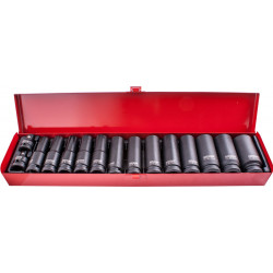 15PC 1/2```` DR IMP SOCKET SET(10 - 27 + 2 X ADAPTORS 3/8X1/2 and 1/2X3/8 )