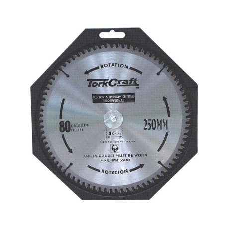 BLADE CONTRACTOR ALUM 250 X 80T TCG NEG 30MM CIRCULAR SAW TCT