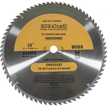 TCT SAW BLADE RIP and CROSS 600X72T 40/30/25.4/20/16