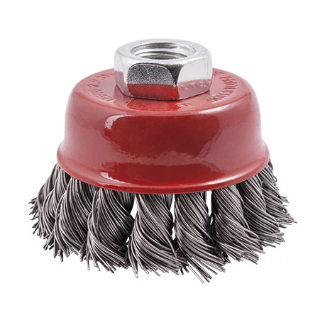 WIRE CUP BRUSH 65 X M14 KNOTTED STAINLESS STEEL TCW