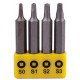 SCREWDRIVER BIT SET SQUARE RECESS 4PCE 50MM SQ0.1.2.3