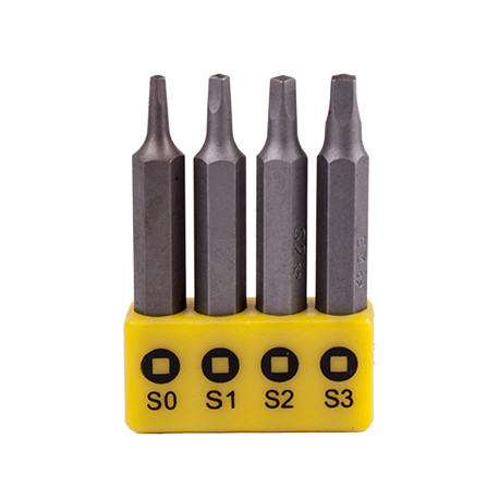 SCREWDRIVER BIT SET SQUARE RECESS 4PCE 50MM SQ0.1.2.3