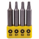 SCREWDRIVER BIT SET SQUARE RECESS 4PCE 50MM SQ0.1.2.3