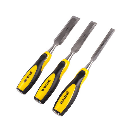 WOOD CHISEL 140MM BLADE 3PC 13/19/25 WITH PVC HANDLE