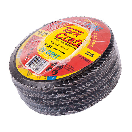 FLAP DISC ZIRCONIUM 115MM 80 GRIT FLAT 4+1 FREE