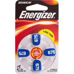 ENERGIZER HEARING AID BATTERY AZ675 BLUE 4 PACK (MOQ 6)