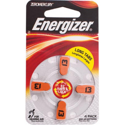 ENERGIZER HEARING AID BATTERY AZ13 ORANGE 4 PACK (MOQ 6)